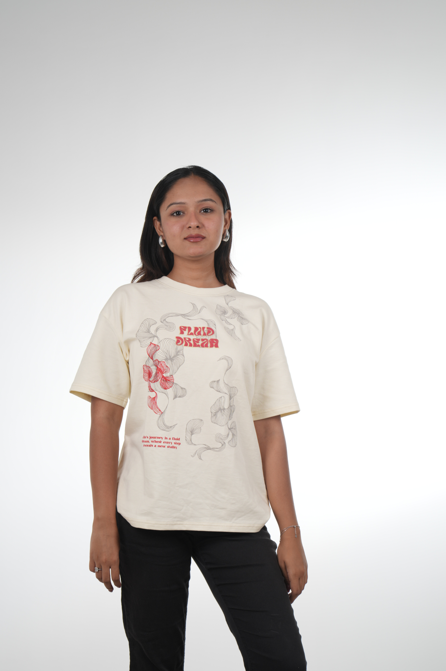 Fluid Dream Ginkgo oversized T-shirt Cream