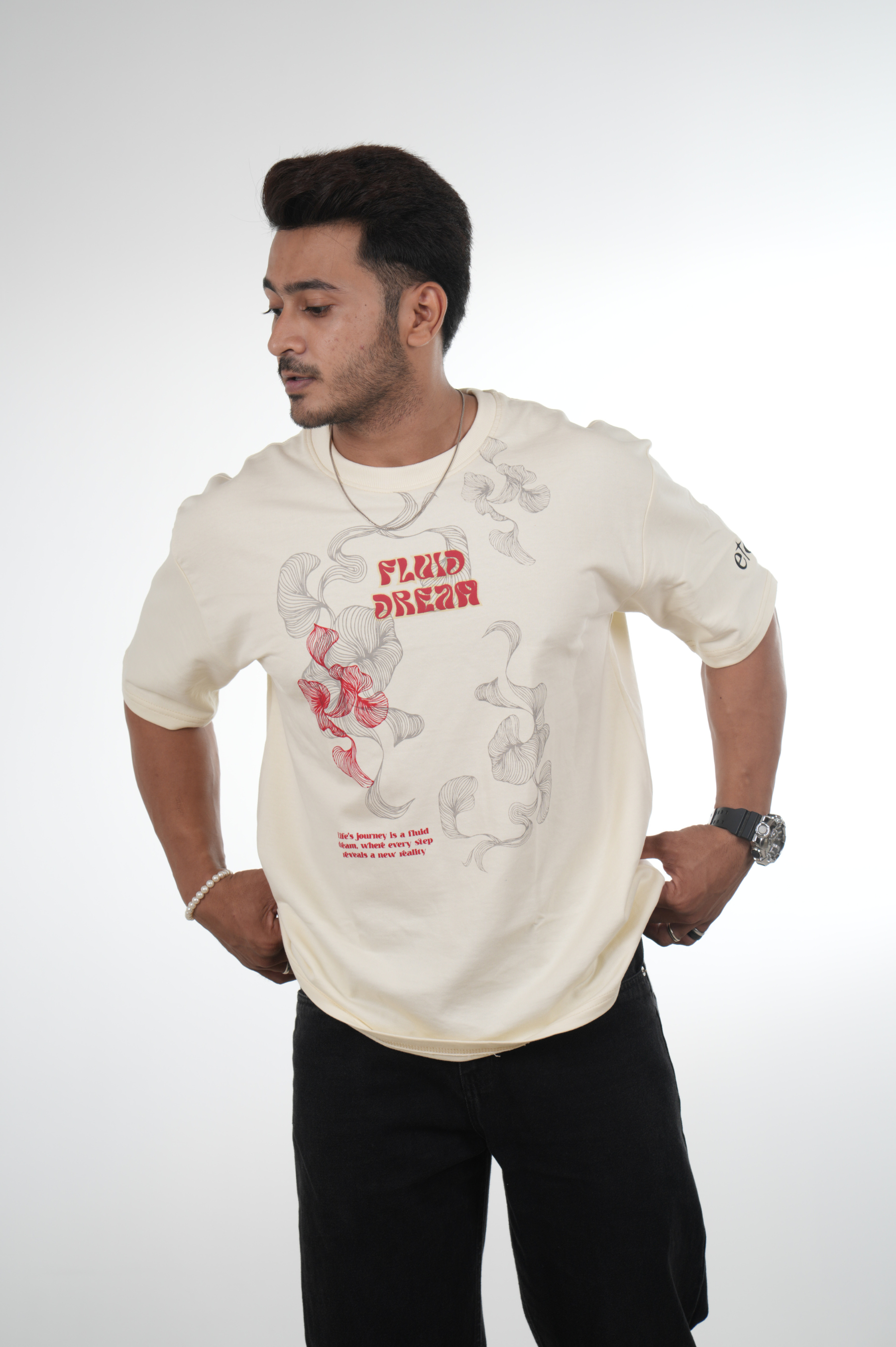 Fluid Dream Ginkgo oversized T-shirt Cream